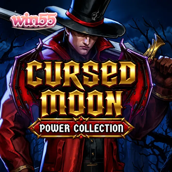 Giao diện trò chơi Cursed Moon Power Collection với các biểu tượng ma quái